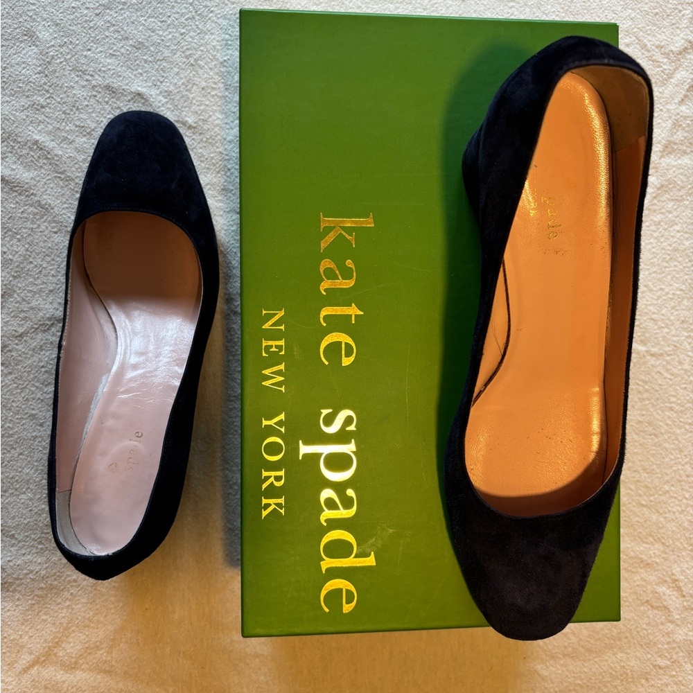 Kate Spade Navy Suede Heels - Picture 2 of 5